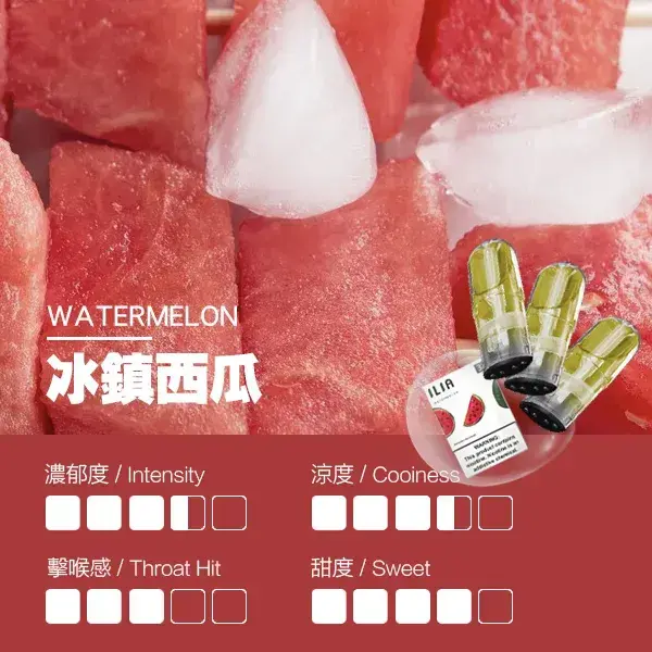 ILIA煙彈-瓷芯霧化彈-冰鎮西瓜口感.webp - BA Cloud 台灣電子煙專賣店|正品煙彈與霧化器