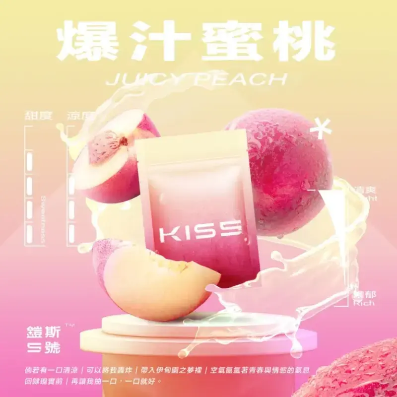 KISS-鎧斯5號一代煙彈-爆汁蜜桃.webp - BA Cloud 台灣電子煙專賣店|正品煙彈與霧化器